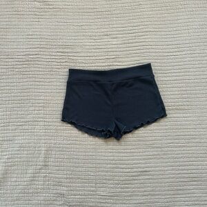 Black ribbed pajama shorts